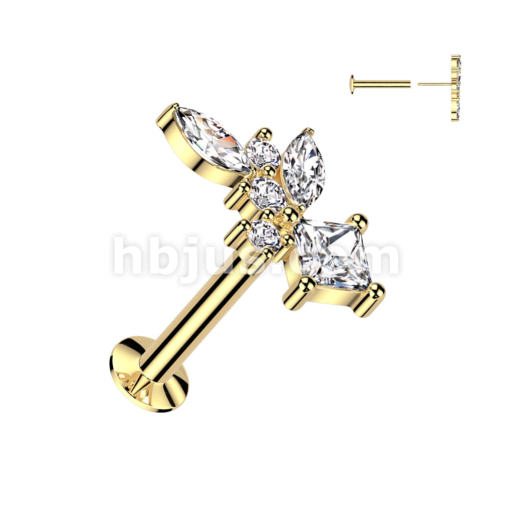 316L Surgical Steel Threadless Push In Flat Back Stud With Convex Back... - Image 3
