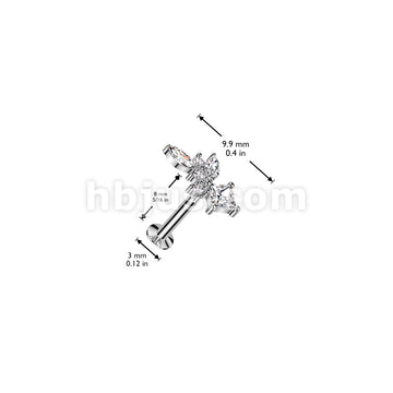 316L Surgical Steel Threadless Push In Flat Back Stud With Convex Back... - Image 4