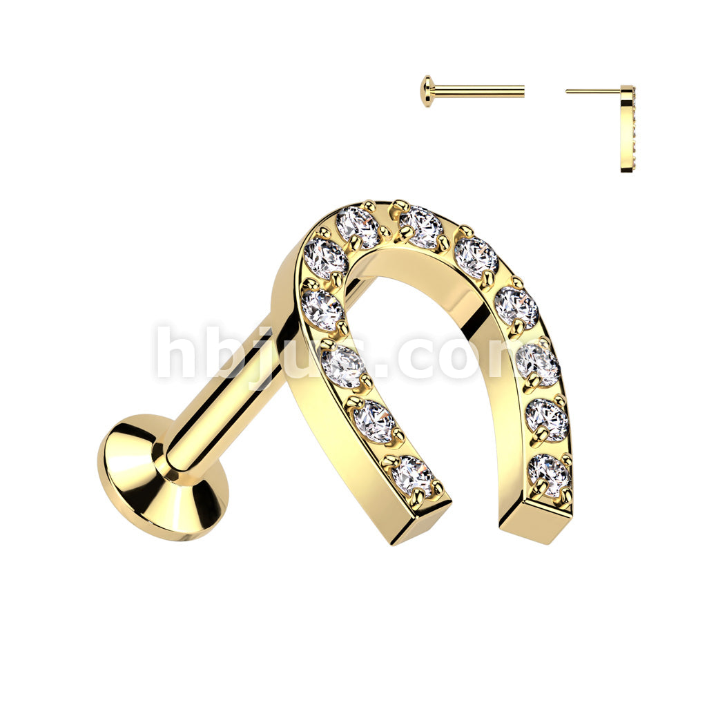 316L Surgical Steel Threadless Push In Labret With Convex Back and CNC... - Image 2