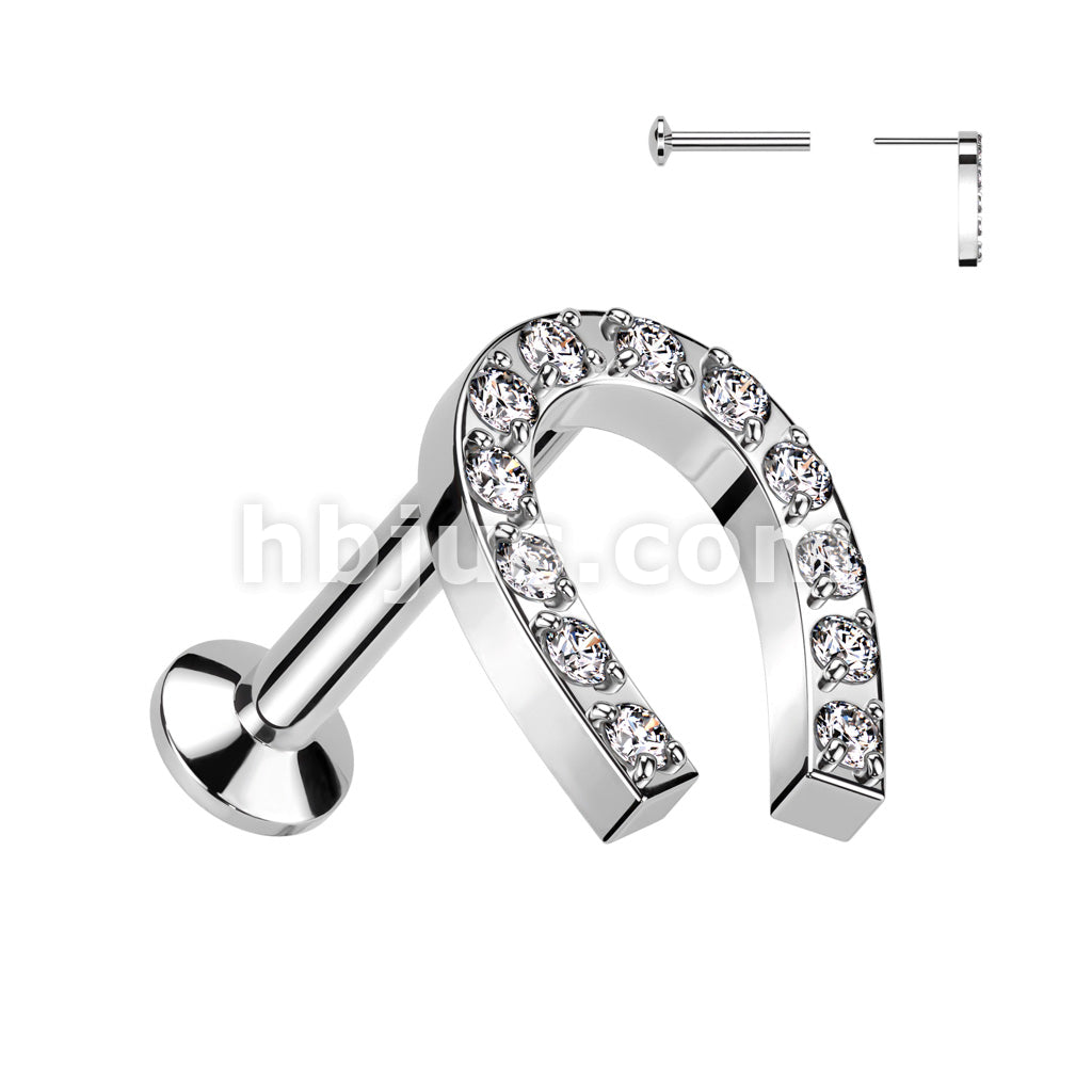 316L Surgical Steel Threadless Push In Labret With Convex Back and CNC... - Image 3
