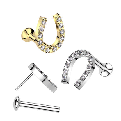 316L Surgical Steel Threadless Push In Labret With Convex Back and CNC...