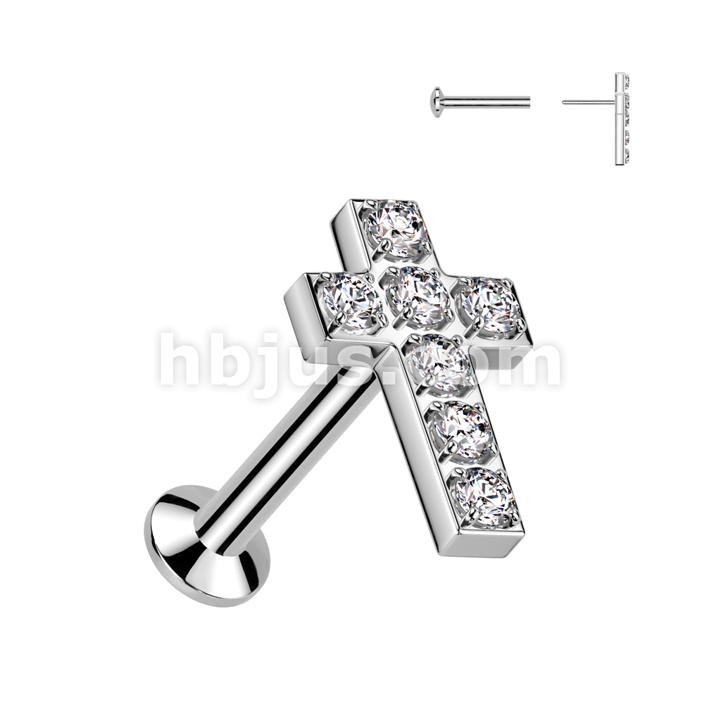 All 316L Surgical Steel Threadless Push In Labret With Convex Back and... - Image 2