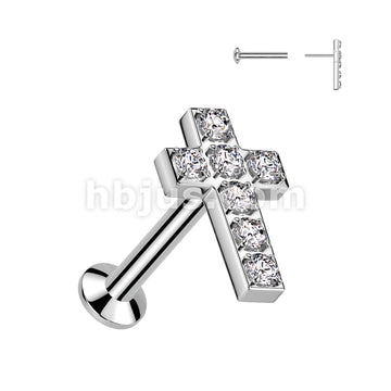 All 316L Surgical Steel Threadless Push In Labret With Convex Back and... - Image 2