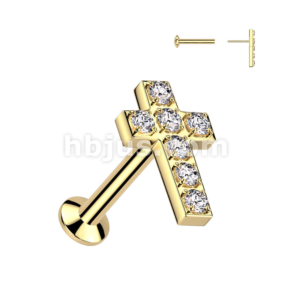 All 316L Surgical Steel Threadless Push In Labret With Convex Back and... - Image 3
