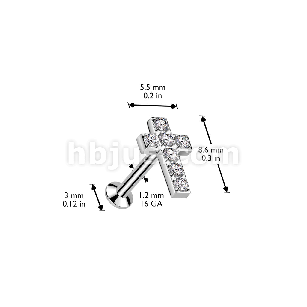 All 316L Surgical Steel Threadless Push In Labret With Convex Back and... - Image 4