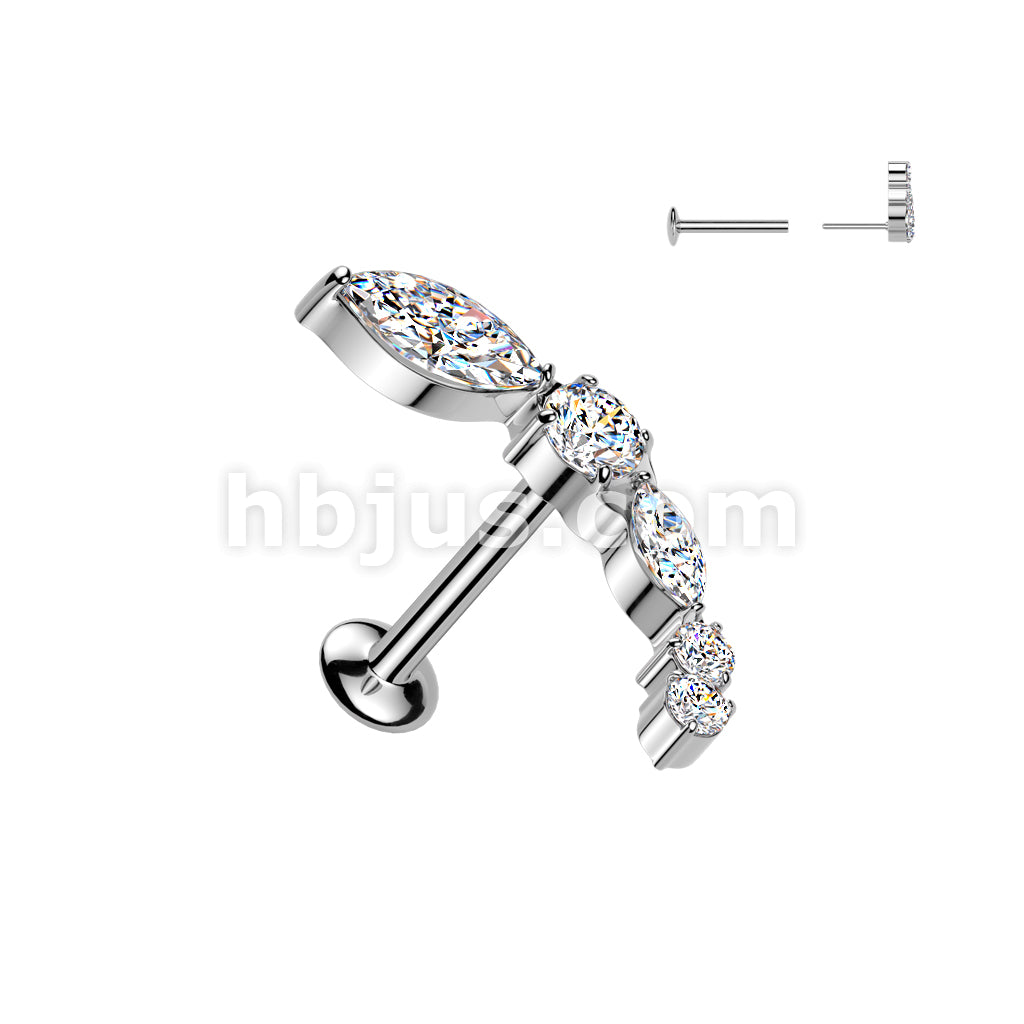 316L Surgical Steel All 316L Threadless Push In Convex Stud With... - Image 2