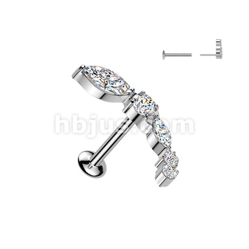 316L Surgical Steel All 316L Threadless Push In Convex Stud With... - Image 2