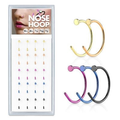 IP Over 316L Surgical Steel Flat End Nose Hoop Rings