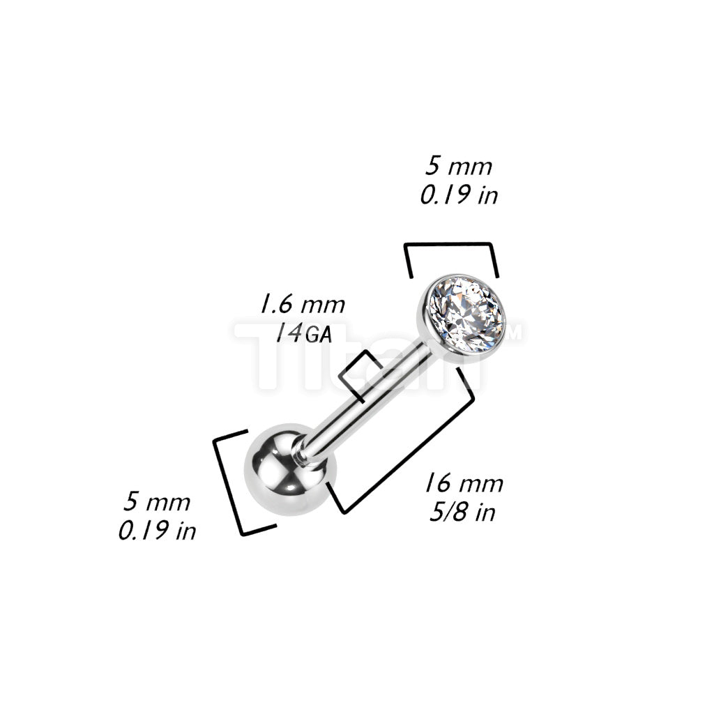Implant Grade Titanium Threadless Push in Barbell With Bezel Set CZ Top - Image 7