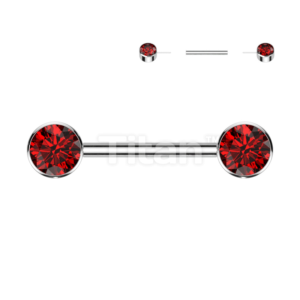 Implant Grade Titanium Threadless Push in Nipple Barbell With Forward Facing Bezel Set CZ Flat Ends - Image 8