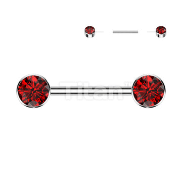 Implant Grade Titanium Threadless Push in Nipple Barbell With Forward Facing Bezel Set CZ Flat Ends - Image 8