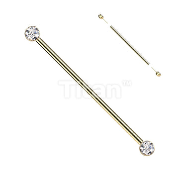 Implant Grade Titanium Threadless Industrial Barbell With Bezel Set CZ Ends - Image 4
