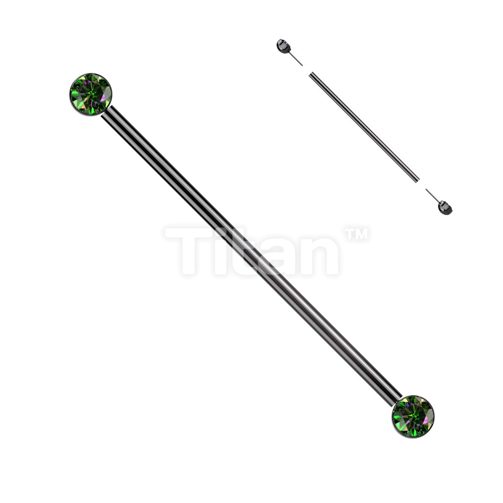 Implant Grade Titanium Threadless Industrial Barbell With Bezel Set CZ Ends - Image 5