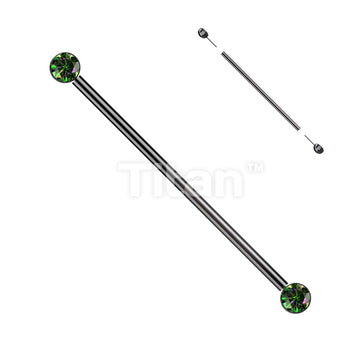 Implant Grade Titanium Threadless Industrial Barbell With Bezel Set CZ Ends - Image 5
