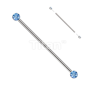 Implant Grade Titanium Threadless Industrial Barbell With Bezel Set CZ Ends - Image 7