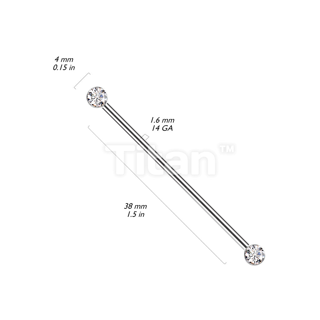 Implant Grade Titanium Threadless Industrial Barbell With Bezel Set CZ Ends - Image 8