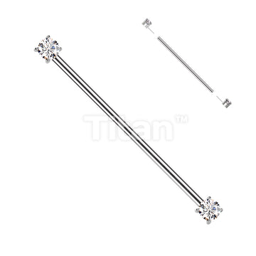 Implant Grade Titanium Threadless Industrial Barbell With Prong Set CZ Ends - Image 4