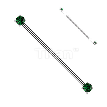 Implant Grade Titanium Threadless Industrial Barbell With Prong Set CZ Ends - Image 5