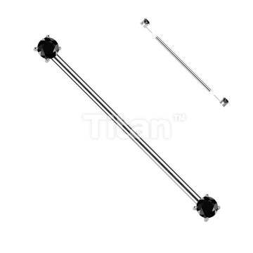 Implant Grade Titanium Threadless Industrial Barbell With Prong Set CZ Ends - Image 7