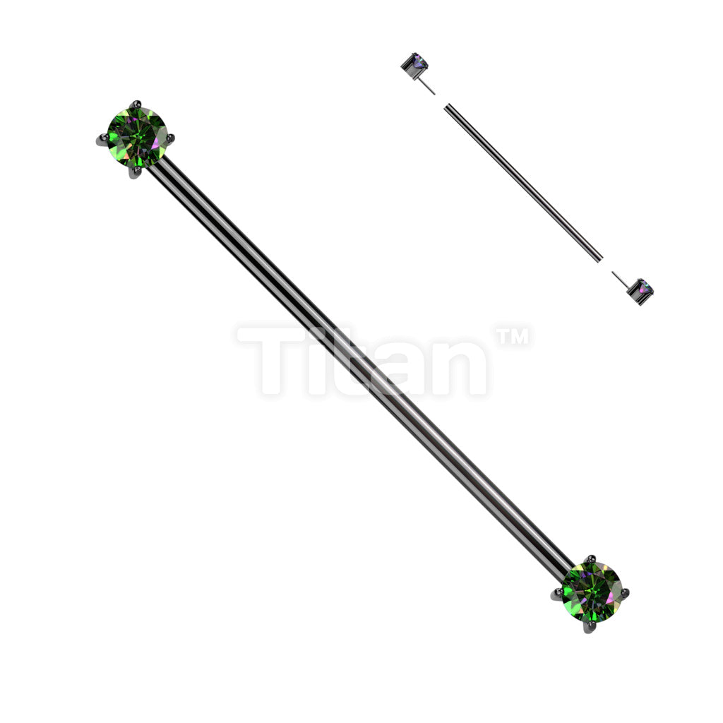Implant Grade Titanium Threadless Industrial Barbell With Prong Set CZ Ends - Image 8