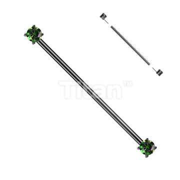 Implant Grade Titanium Threadless Industrial Barbell With Prong Set CZ Ends - Image 8