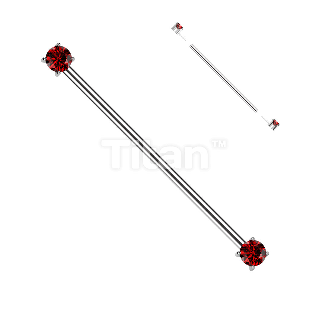 Implant Grade Titanium Threadless Industrial Barbell With Prong Set CZ Ends - Image 9