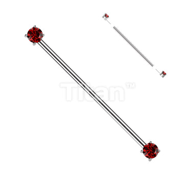 Implant Grade Titanium Threadless Industrial Barbell With Prong Set CZ Ends - Image 9