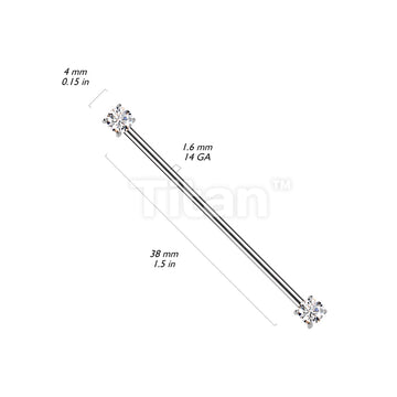 Implant Grade Titanium Threadless Industrial Barbell With Prong Set CZ Ends - Image 10