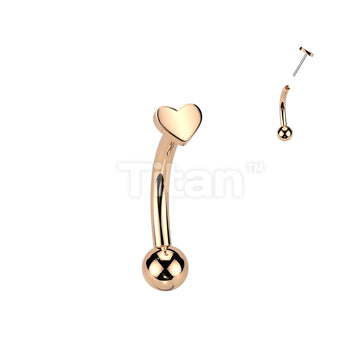 Implant Grade Titanium Threadless Push In Curved Eyebrow Barbell With Heart Top - Image 4