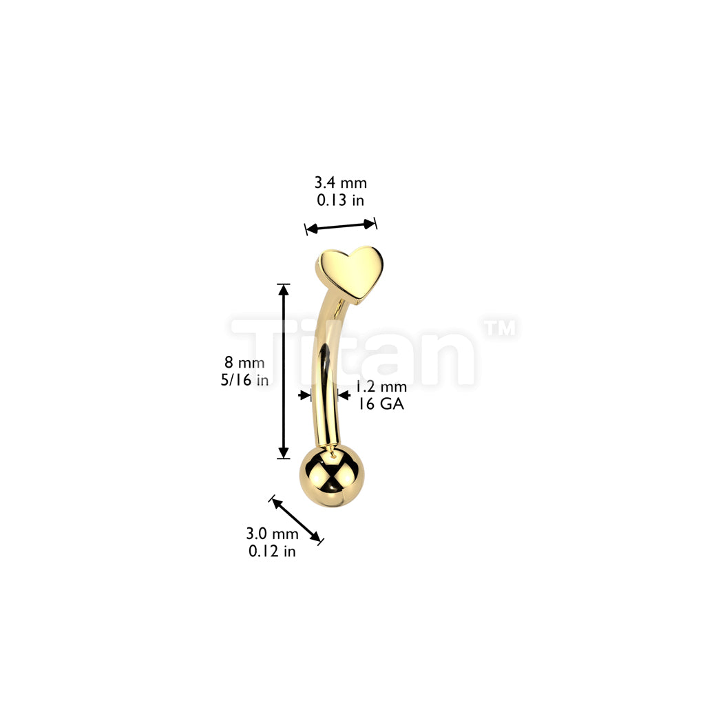 Implant Grade Titanium Threadless Push In Curved Eyebrow Barbell With Heart Top - Image 6