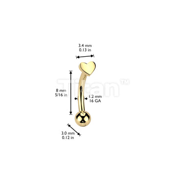 Implant Grade Titanium Threadless Push In Curved Eyebrow Barbell With Heart Top - Image 6