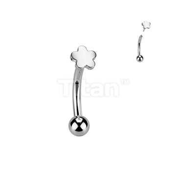 Implant Grade Titanium Threadless Push In Eyebrow Curved Barbell With Flower Top - Image 3