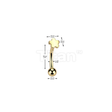Implant Grade Titanium Threadless Push In Eyebrow Curved Barbell With Flower Top - Image 4