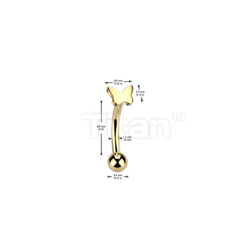 Implant Grade Titanium Threadless Push In Eyebrow Curved Barbell With Butterfly Top - Image 4