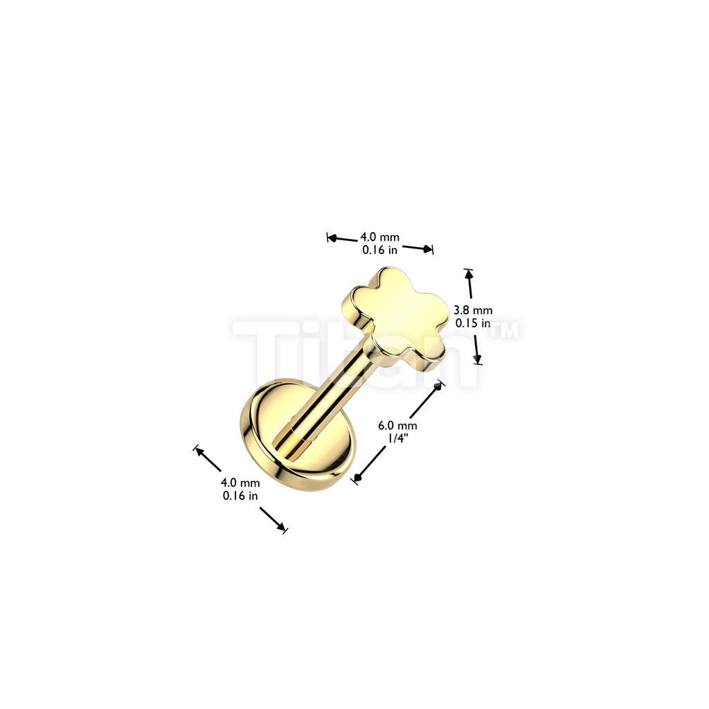 Implant Grade Titanium Threadless Push In Flat Back Earring Stud With Flower Top - Image 4
