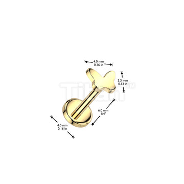Implant Grade Titanium Threadless Push In Flat Back Earring Stud With Butterfly Top - Image 4