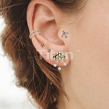 Titanium Threadless Push In Flat Back Earring Stud With Airplane Top - Image 5