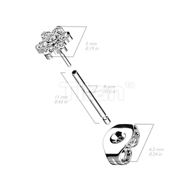 1pc Implant Grade Titanium Threadless Earring Stud With CZ Flower Top - Image 8