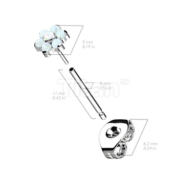 1pc Implant Grade Titanium Threadless Earring Stud With Opal Flower Top - Image 6