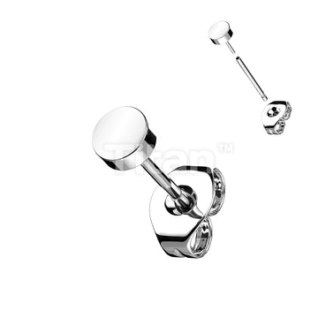 1pc Implant Grade Titanium Threadless Earring Stud With Flat Round Shaped Top - Image 2