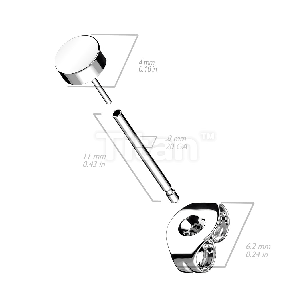 1pc Implant Grade Titanium Threadless Earring Stud With Flat Round Shaped Top - Image 3