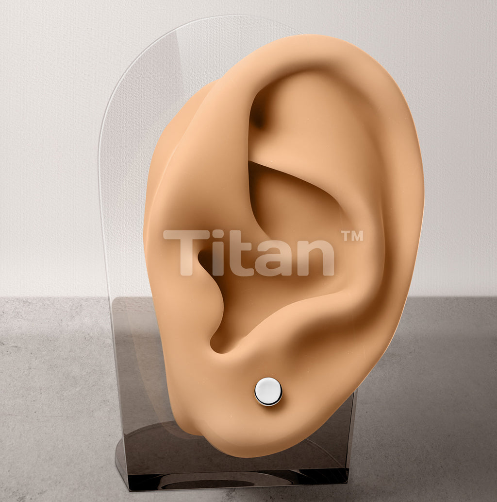 1pc Implant Grade Titanium Threadless Earring Stud With Flat Round Shaped Top - Image 4