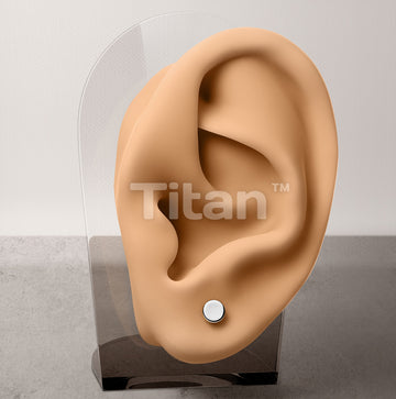 1pc Implant Grade Titanium Threadless Earring Stud With Flat Round Shaped Top - Image 4