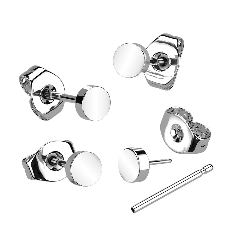 1pc Implant Grade Titanium Threadless Earring Stud With Flat Round Shaped Top
