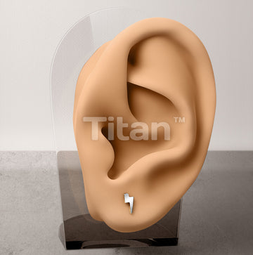 1pc Implant Grade Titanium Threadless Earring Stud With Lightning Bolt Shaped Top - Image 4