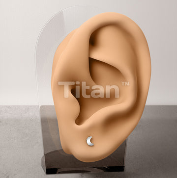 1pc Implant Grade Titanium Threadless Earring Stud With Crescent Moon Shaped Top - Image 4