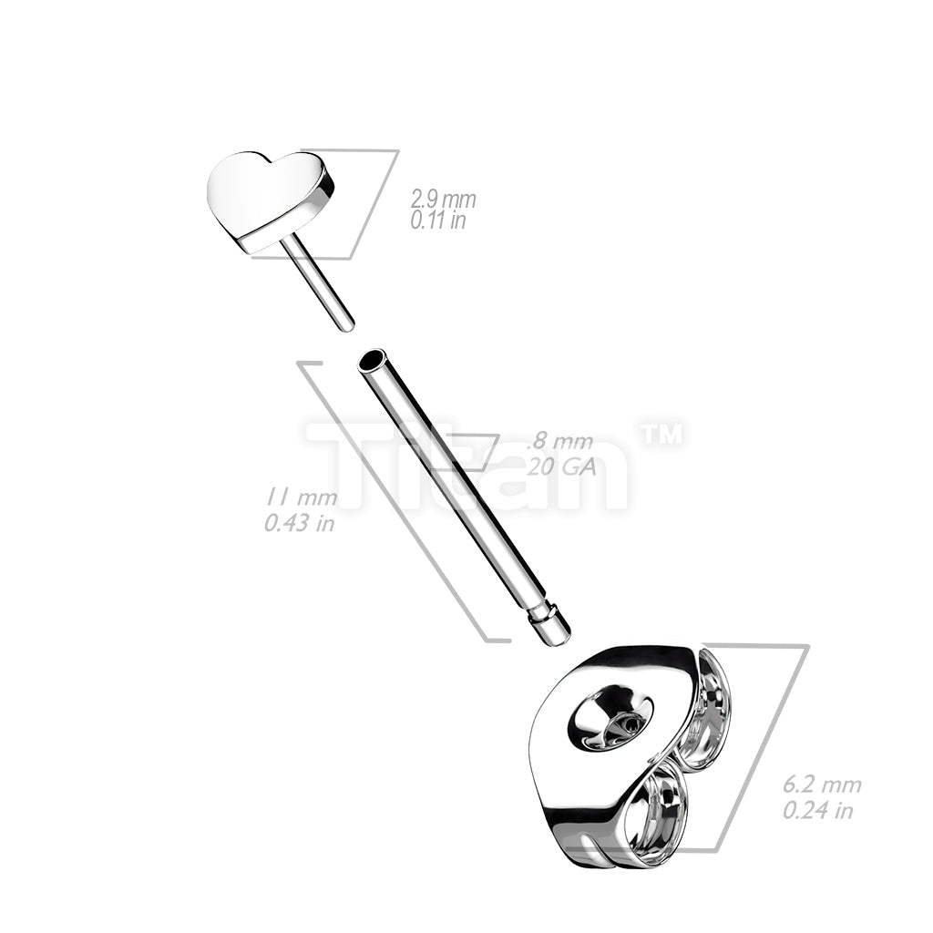 1pc Implant Grade Titanium Threadless Earring Stud With Heart Shaped Top - Image 3