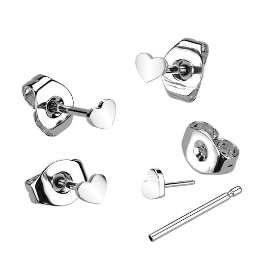 1pc Implant Grade Titanium Threadless Earring Stud With Heart Shaped Top