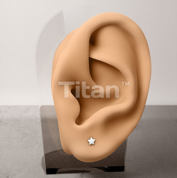 1pc Implant Grade Titanium Threadless Earring Stud With Star Shaped Top - Image 4