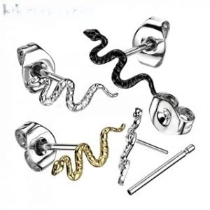 1pc Implant Grade Titanium Threadless Push In Snake Top Earring Stud